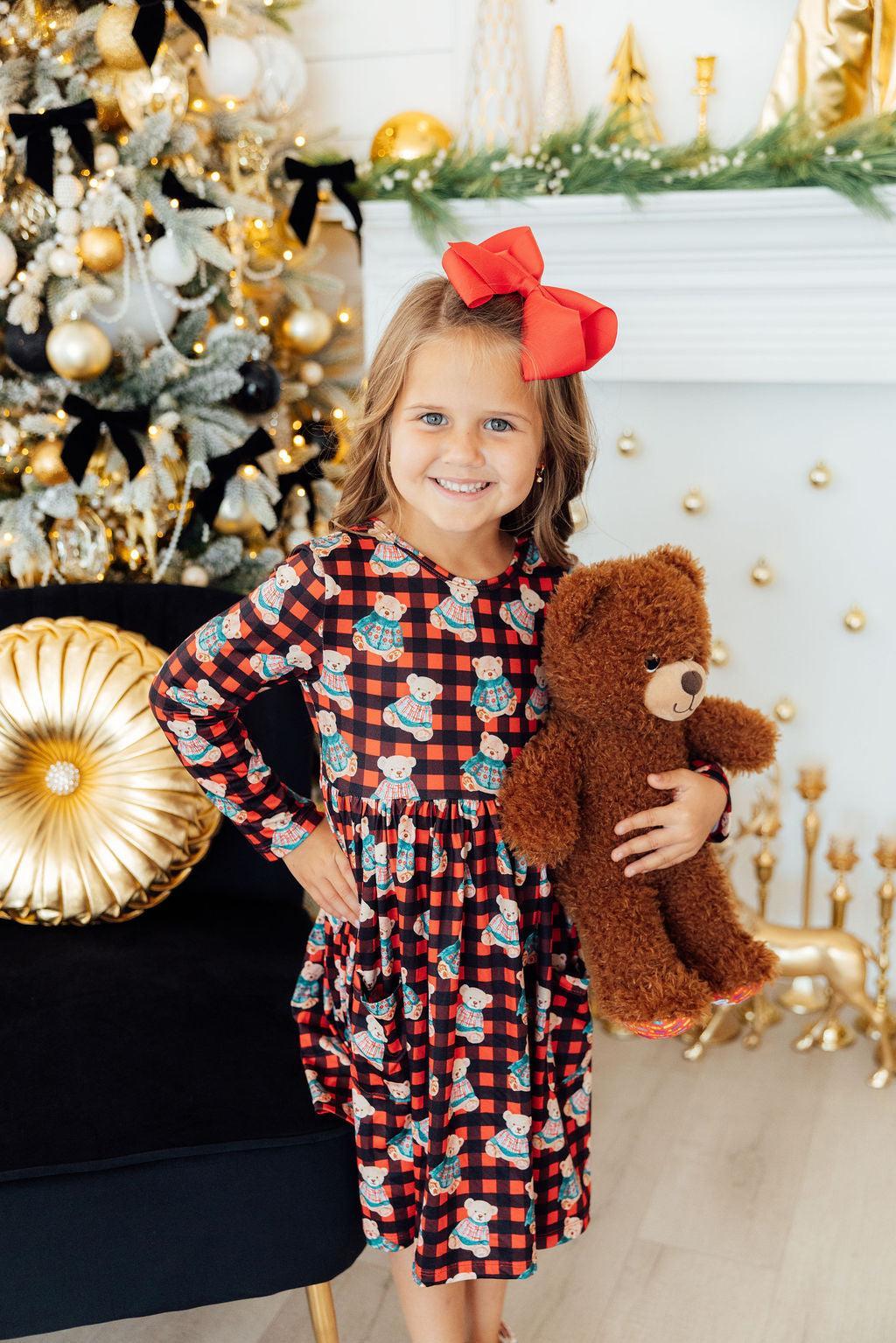 Christmas Bears L/S Pocket Twirl Dress - Aaria Tees