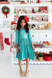 Christmas Candy 3/4 Sleeve Pocket Twirl Dress - Aaria Tees Aaria Tees