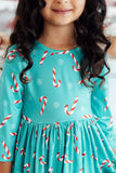 Christmas Candy 3/4 Sleeve Pocket Twirl Dress - Aaria Tees Aaria Tees