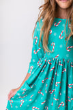Christmas Candy 3/4 Sleeve Pocket Twirl Dress - Aaria Tees Aaria Tees