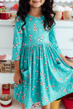 Christmas Candy 3/4 Sleeve Pocket Twirl Dress - Aaria Tees Aaria Tees
