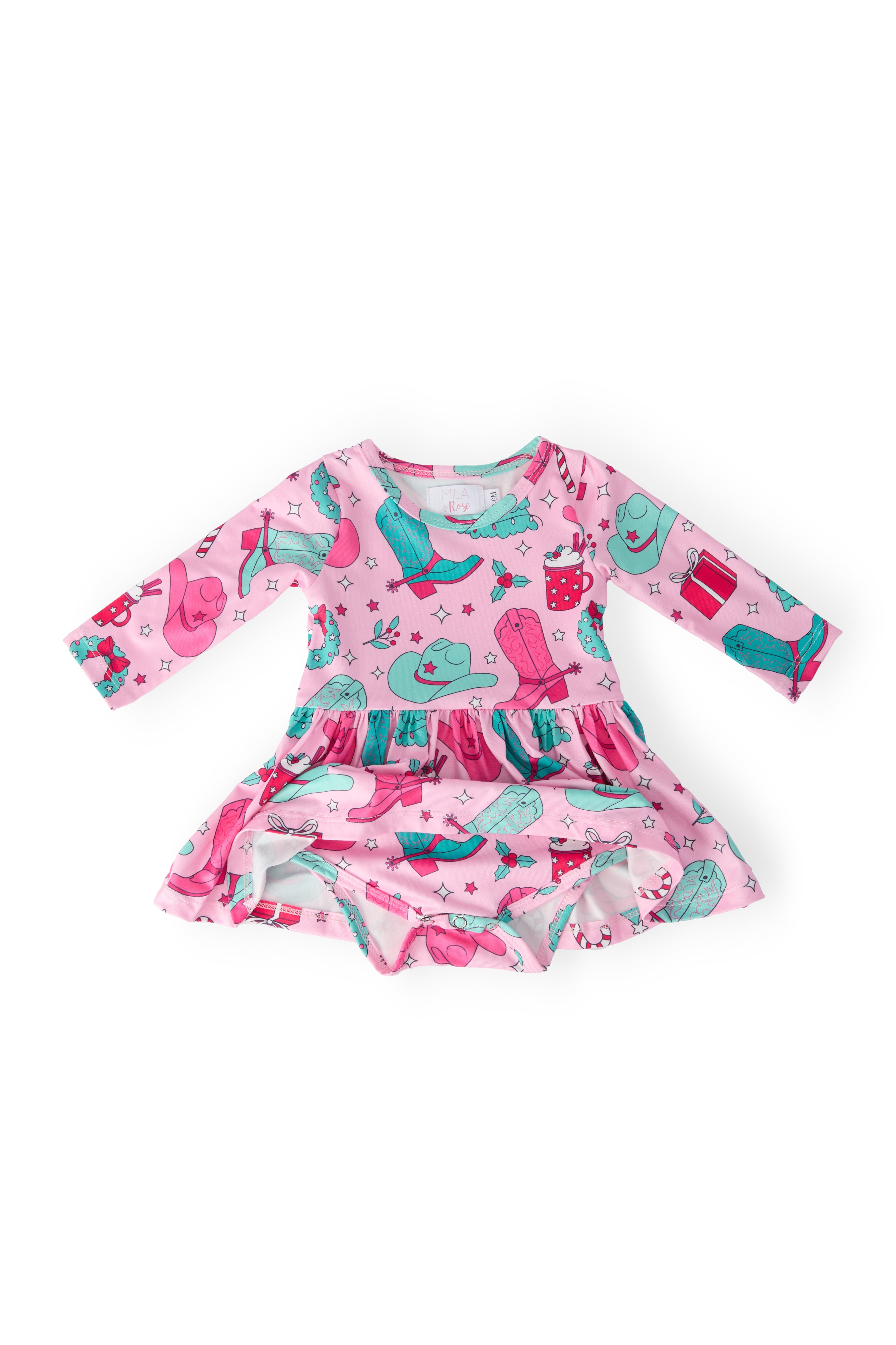 Christmas Cowgirl L/S Twirl Bodysuit - Aaria Tees Aaria Tees