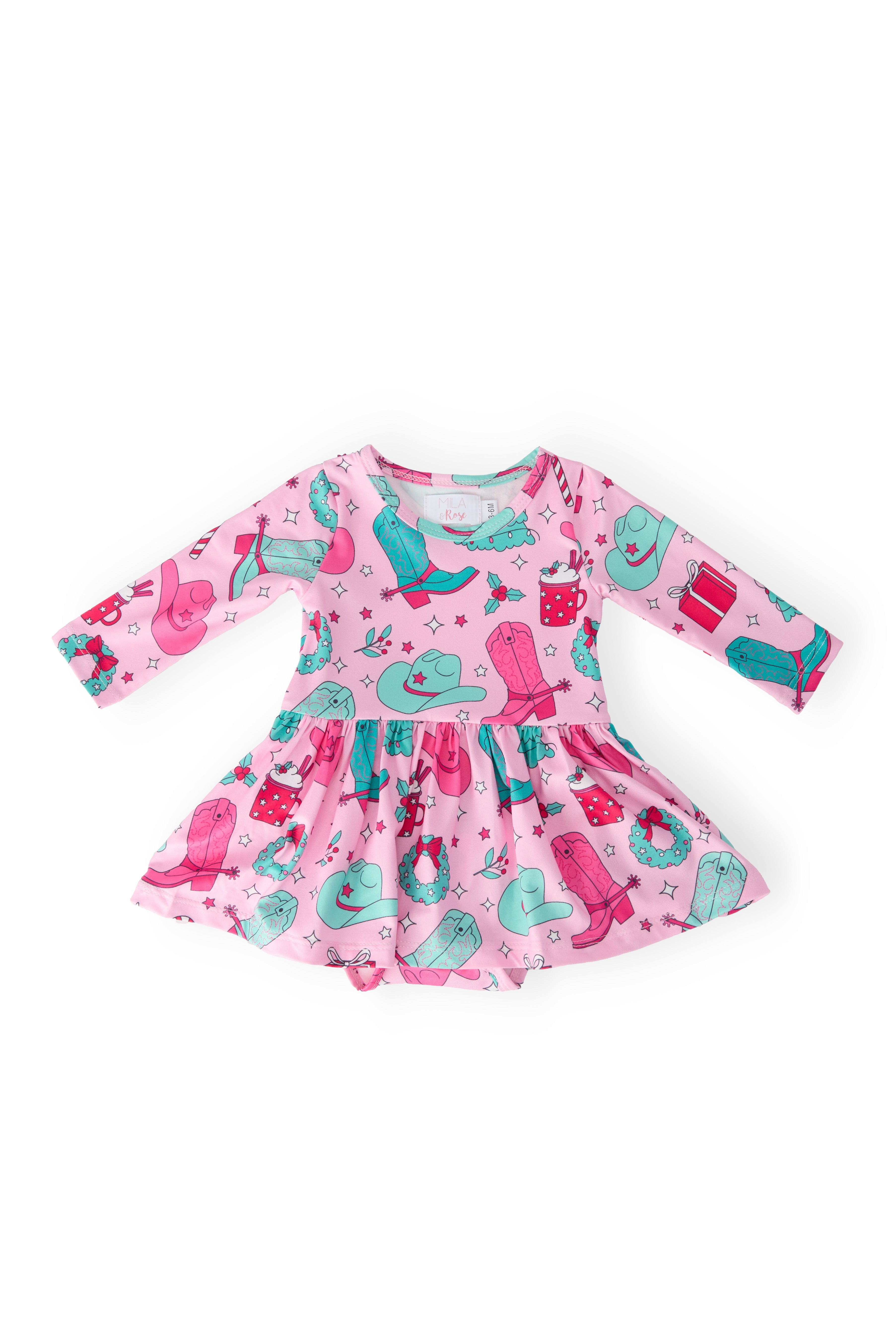 Christmas Cowgirl L/S Twirl Bodysuit - Aaria Tees Aaria Tees