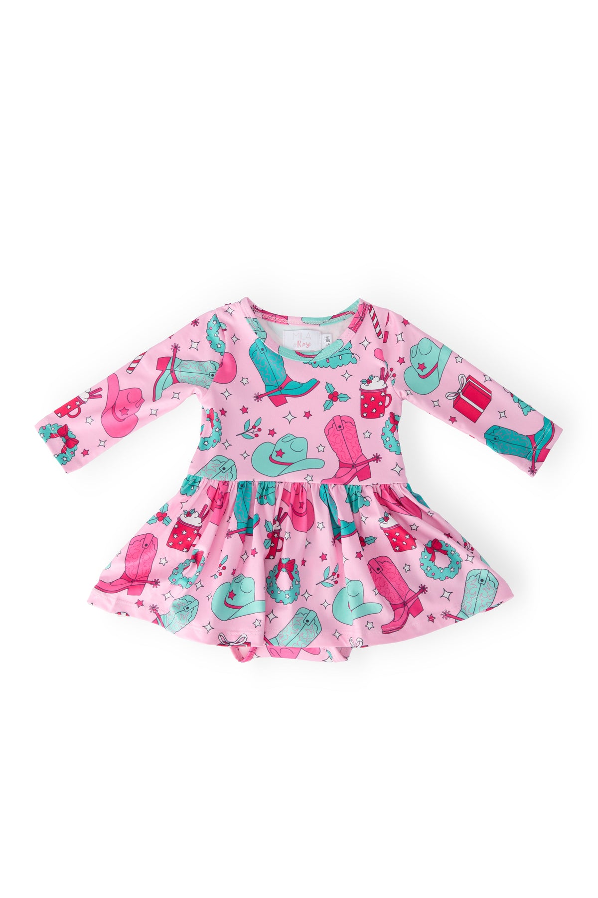 Christmas Cowgirl L/S Twirl Bodysuit - Aaria Tees