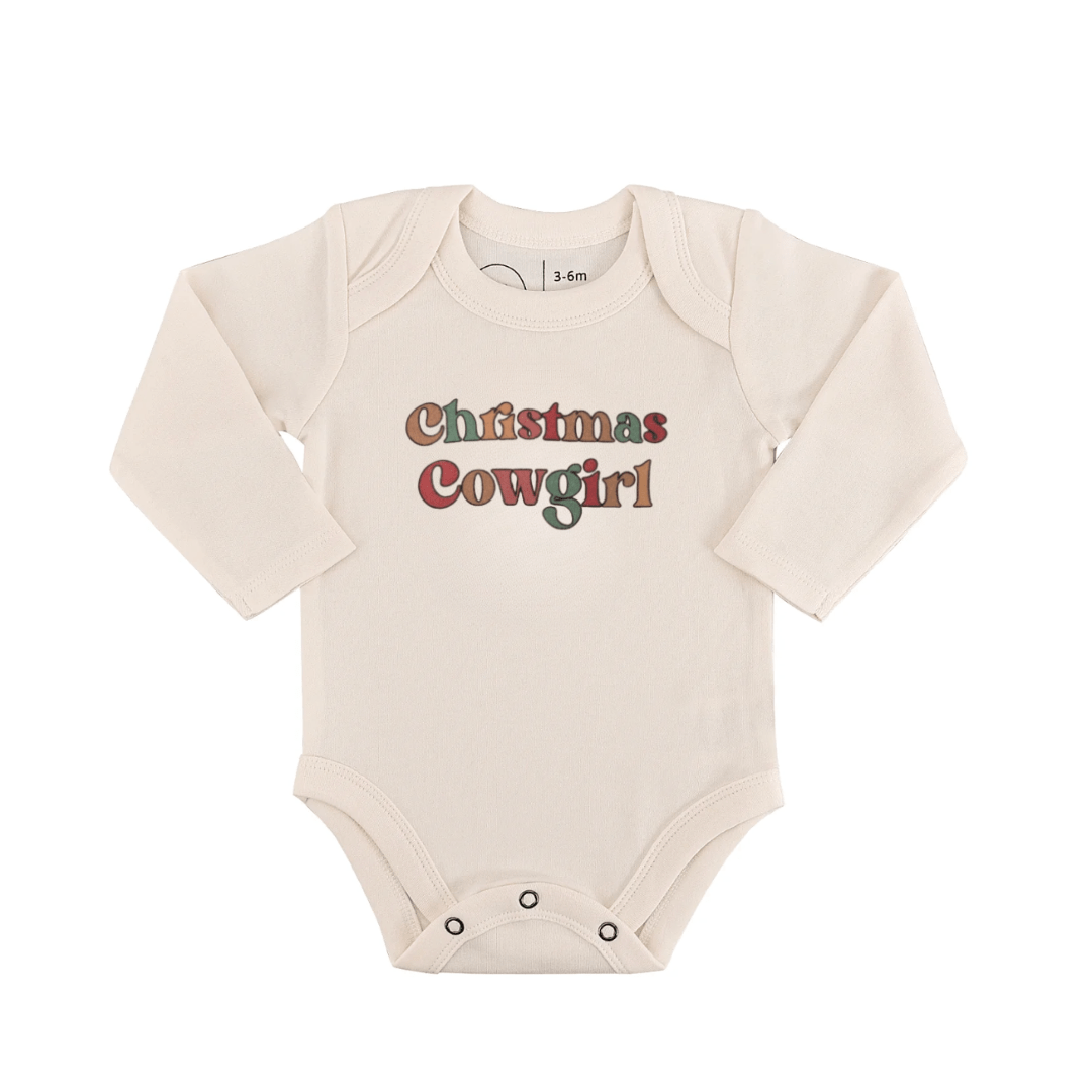 long sleeve graphic bodysuit | christmas cowgirl - Aaria Tees Aaria Tees