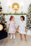 Clara's Christmas 3/4 Sleeve Ruffle Twirl Dress - Aaria Tees Aaria Tees
