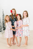 Clara's Christmas 3/4 Sleeve Ruffle Twirl Dress - Aaria Tees Aaria Tees