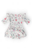 Clara's Christmas 3/4 Sleeve Flutter Twirl Bodysuit - Aaria Tees Aaria Tees