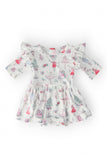Clara's Christmas 3/4 Sleeve Flutter Twirl Bodysuit - Aaria Tees Aaria Tees