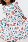 Classic Christmas 3/4 Sleeve Ruffle Twirl Dress - Aaria Tees Aaria Tees