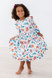 Classic Christmas 3/4 Sleeve Ruffle Twirl Dress - Aaria Tees Aaria Tees