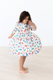 Classic Christmas 3/4 Sleeve Ruffle Twirl Dress - Aaria Tees Aaria Tees