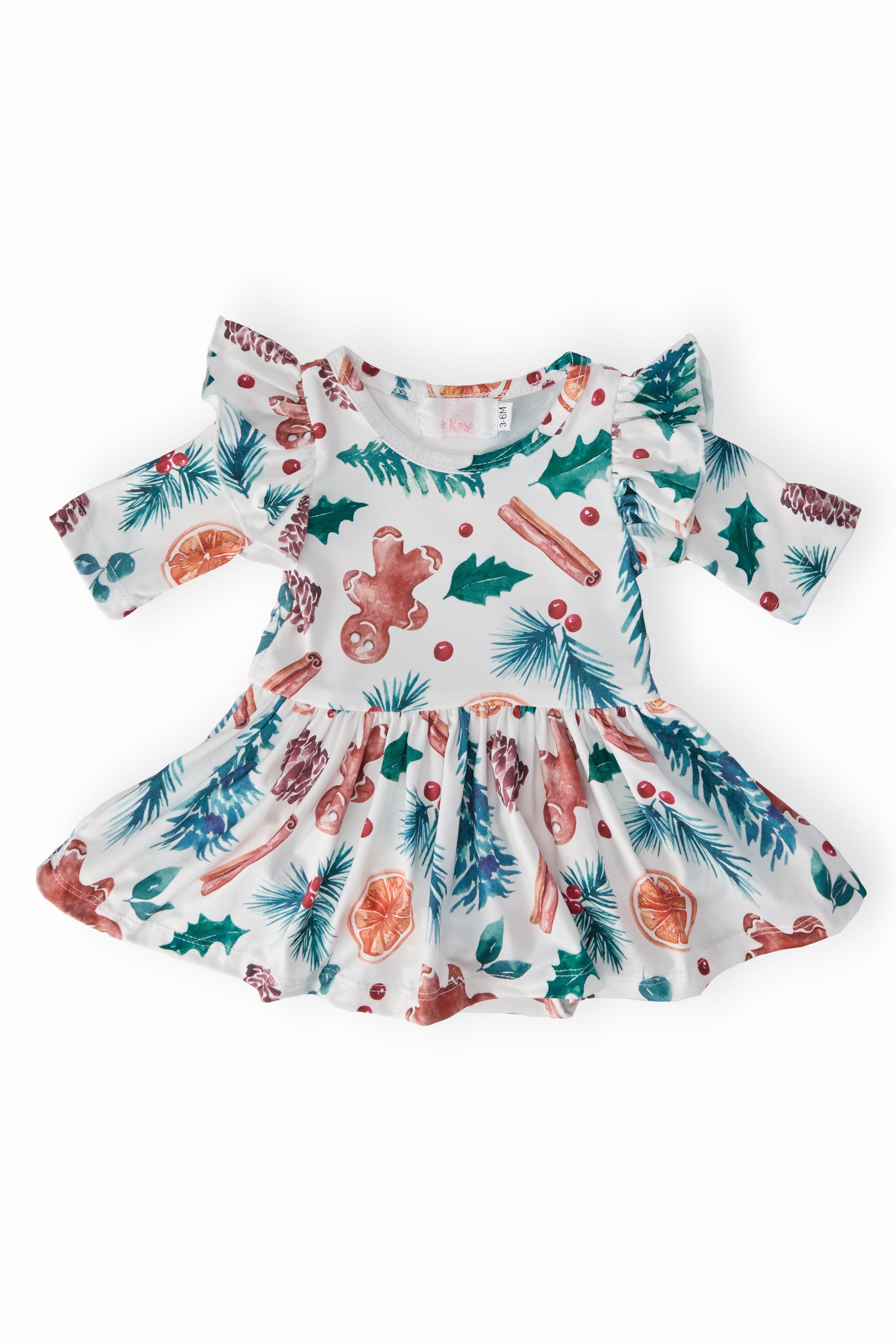 Classic Christmas Twirl Flutter Bodysuit - Aaria Tees Aaria Tees