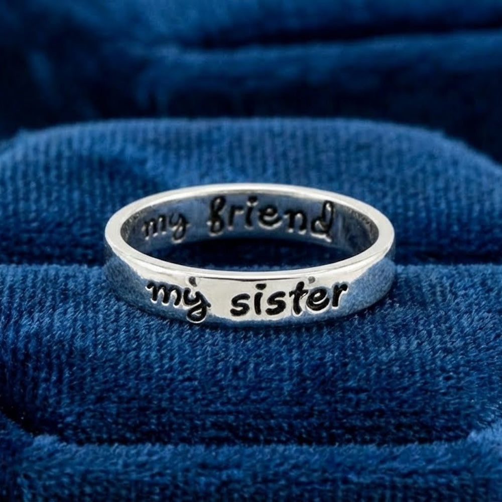 My Sister My Friend Sterling Silver Ring - Aaria Tees Aaria Tees