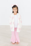 Coconut/Light Pink Heart Cozy Cardigan - Aaria Tees Aaria Tees
