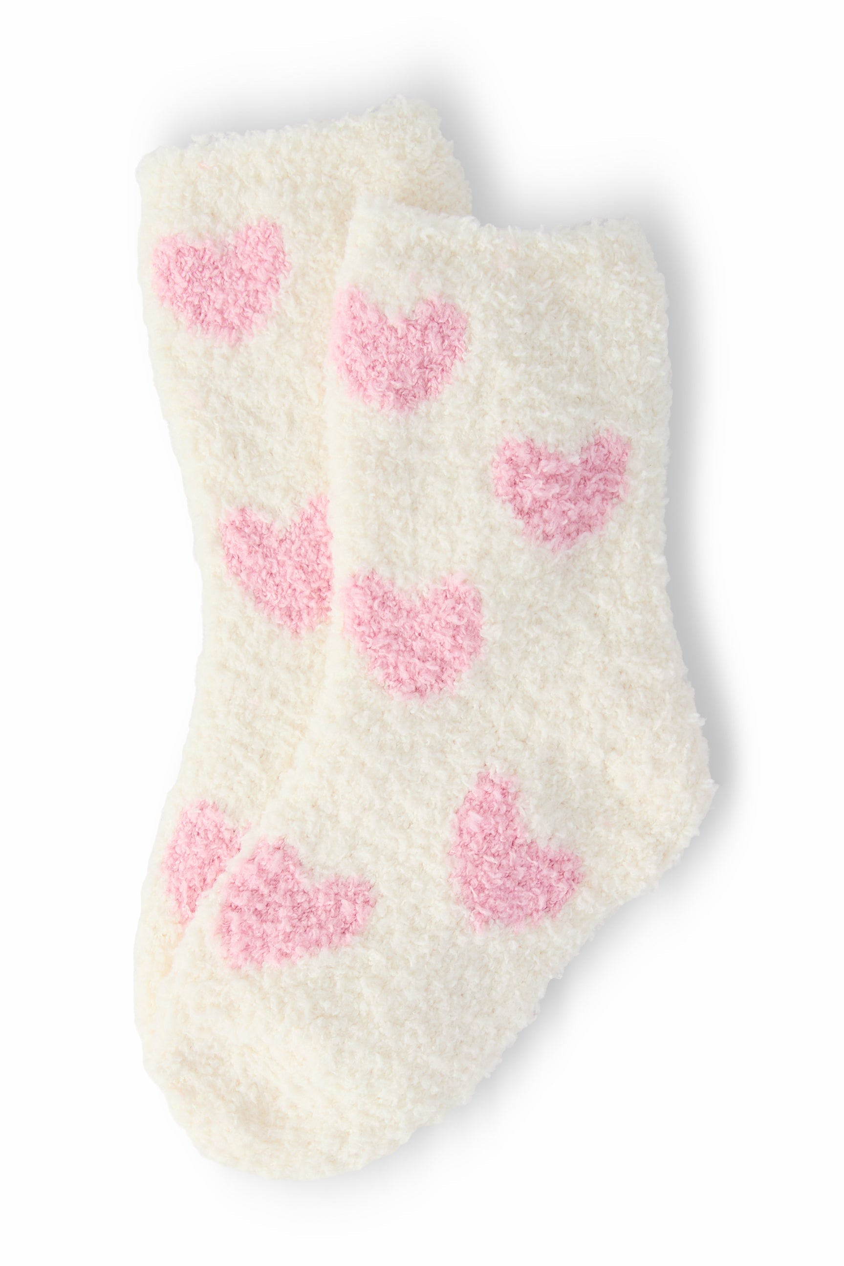 Coconut/Light Pink Heart Cozy Socks - Aaria Tees Aaria Tees