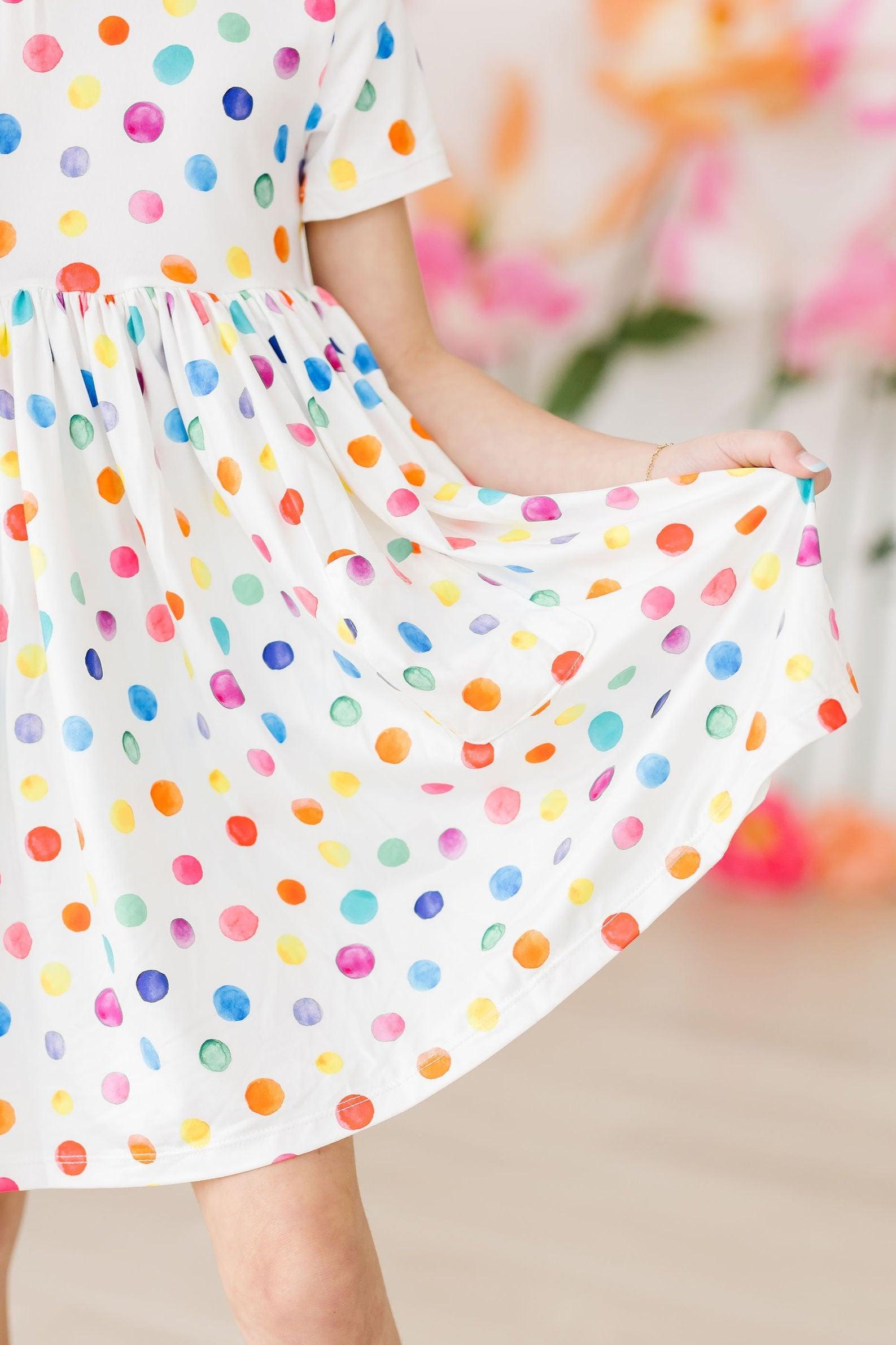 Colorful Dots S/S Pocket Twirl Dress - Aaria Tees Aaria Tees