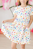 Colorful Dots S/S Pocket Twirl Dress - Aaria Tees Aaria Tees