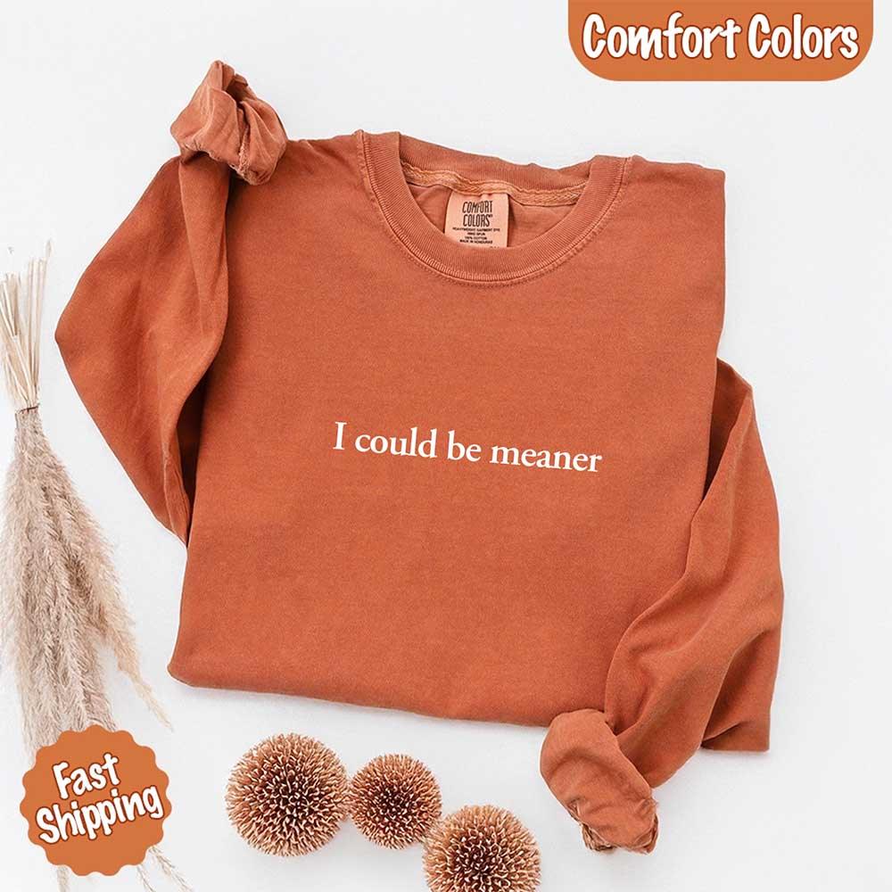 Comfort Colors I Could Be Meaner Long Sleeve Shirt - Aaria Tees Aaria Tees
