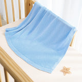 Classic Knit Cotton Baby Blanket in Baby Blue - Aaria Tees Aaria Tees