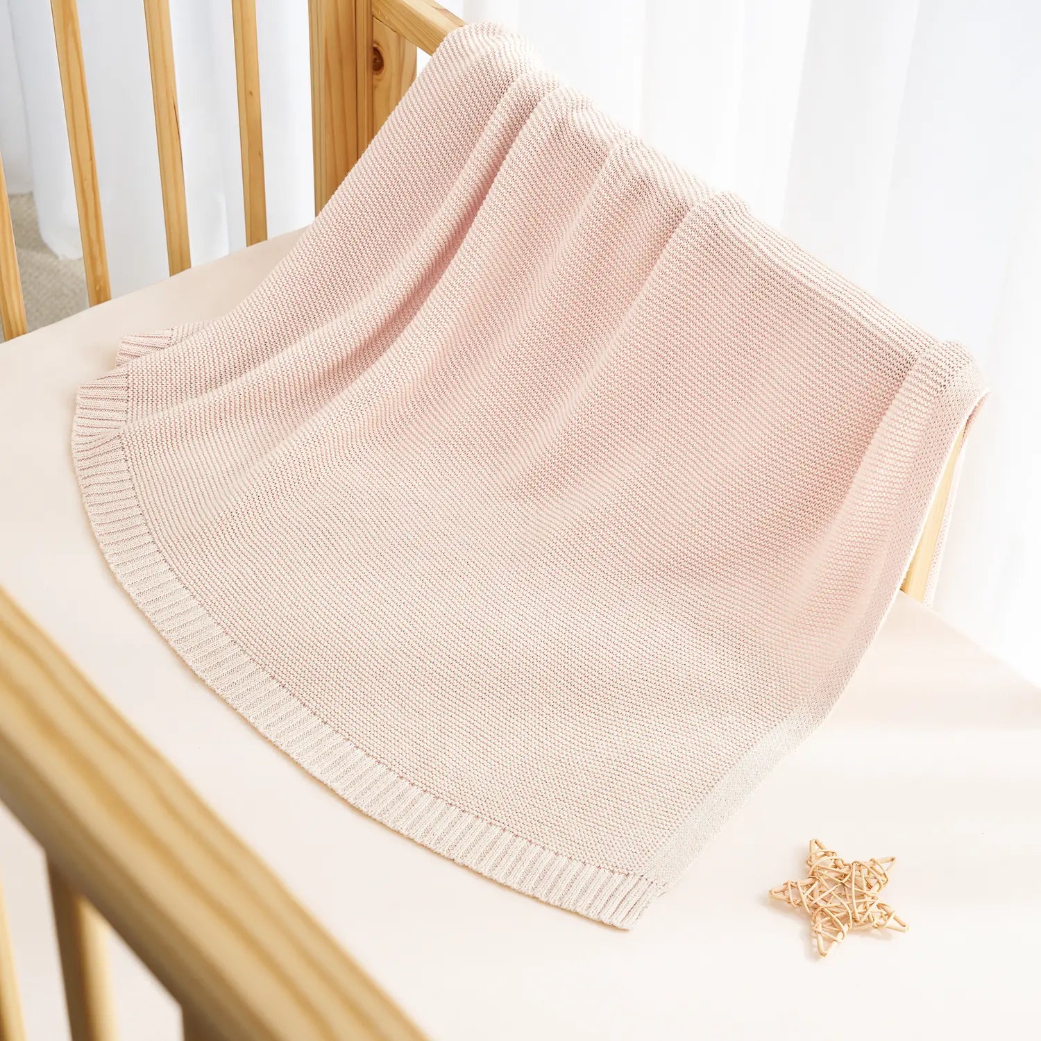 Classic Knit Cotton Baby Blanket in Beige - Aaria Tees Aaria Tees