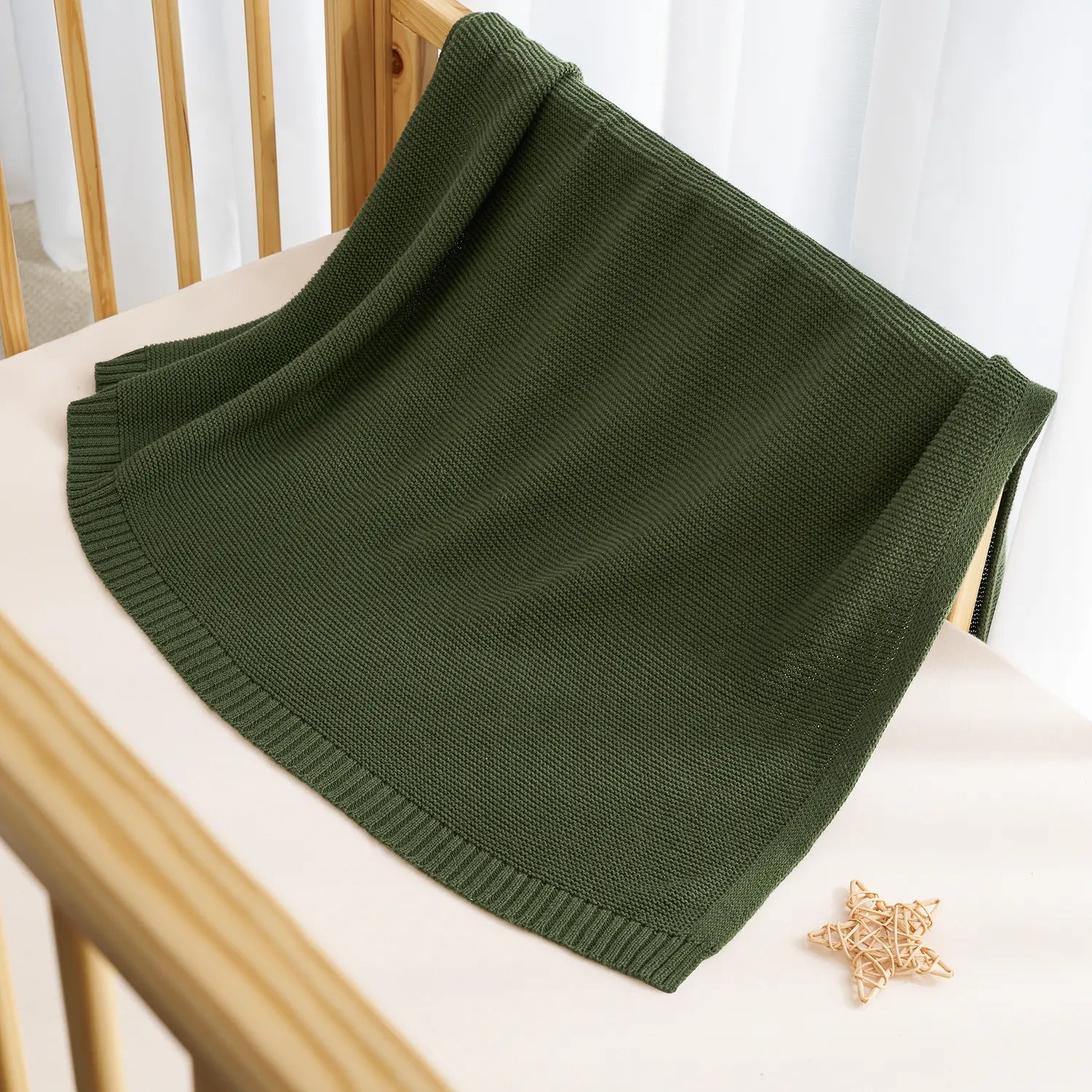 Classic Knit Cotton Baby Blanket in Forest Green - Aaria Tees Aaria Tees