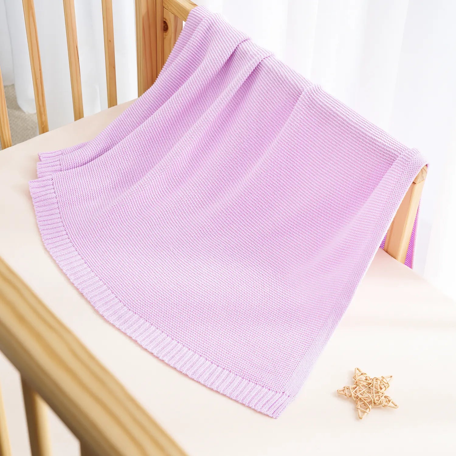 Classic Knit Cotton Baby Blanket in Lilac - Aaria Tees Aaria Tees