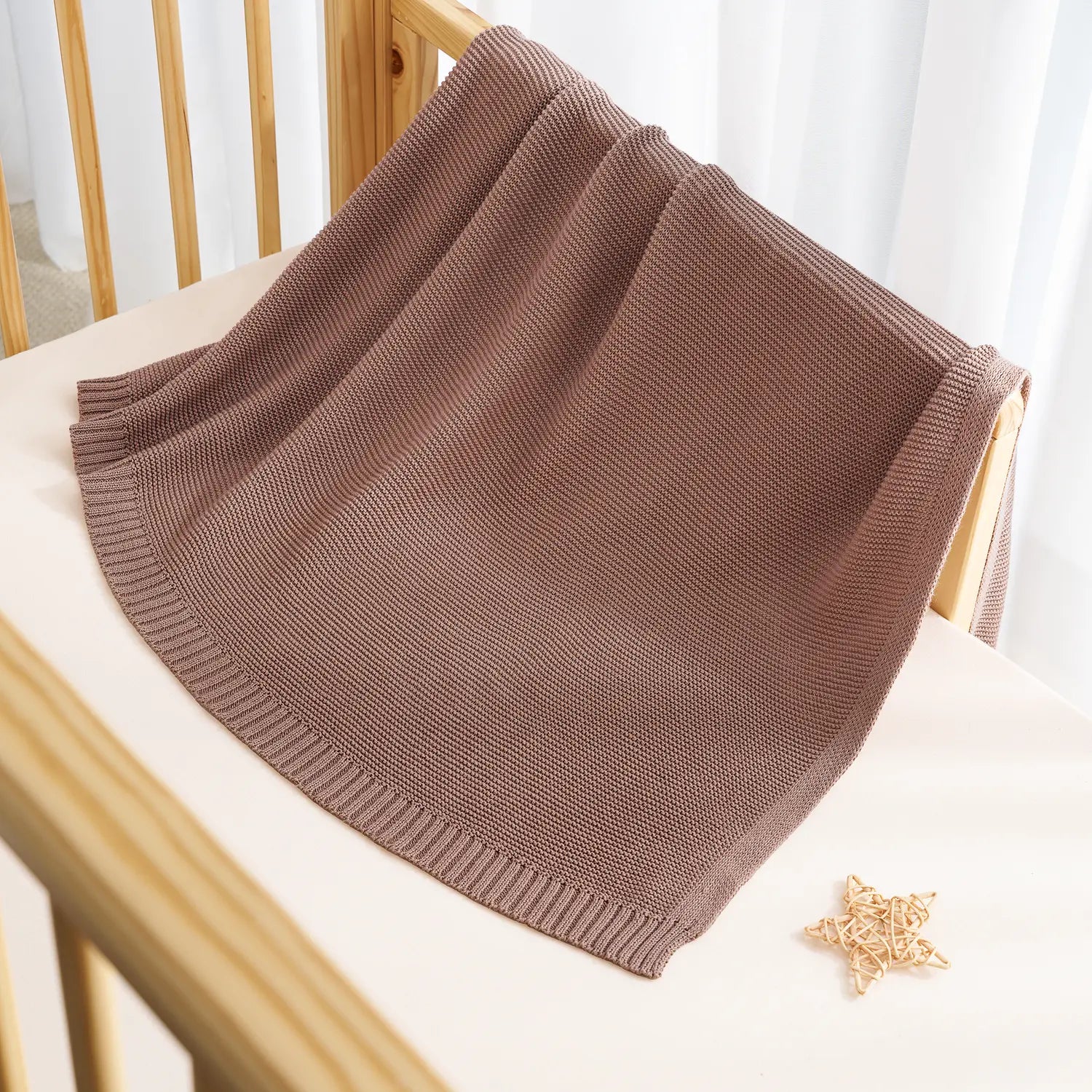 Classic Knit Cotton Baby Blanket in Mocha - Aaria Tees Aaria Tees