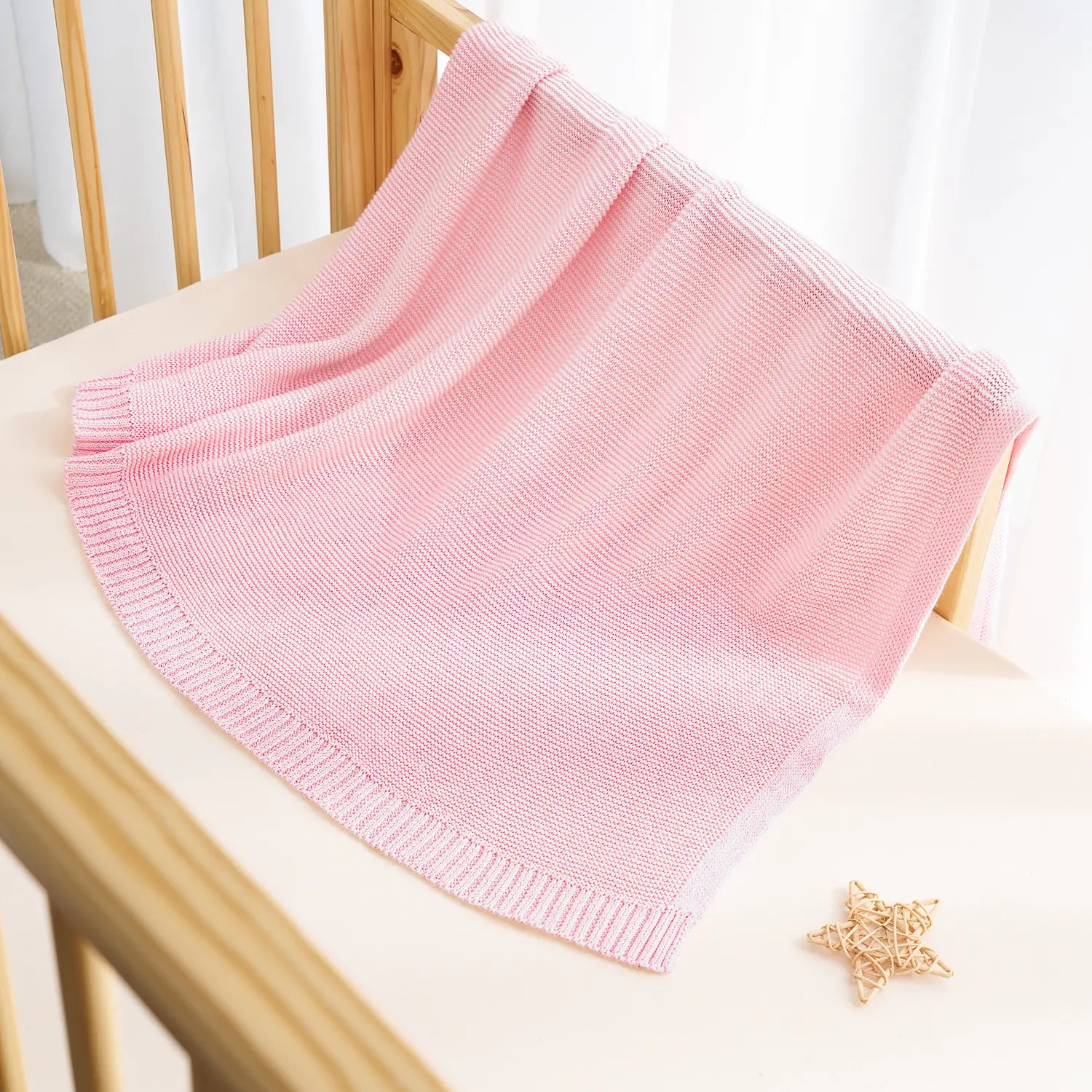 Classic Knit Cotton Baby Blanket in Pink - Aaria Tees Aaria Tees
