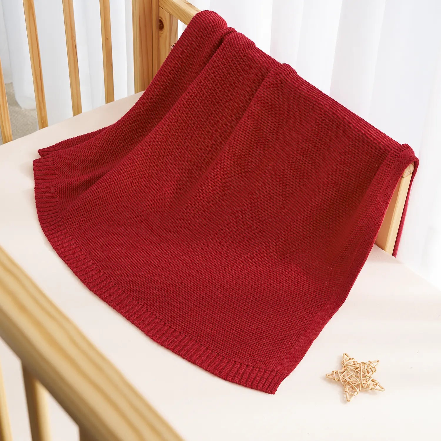 Classic Knit Cotton Baby Blanket in Red Xmas - Aaria Tees Aaria Tees