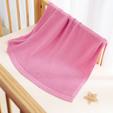 Classic Knit Cotton Baby Blanket in Rose Pink - Aaria Tees Aaria Tees