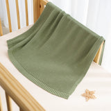 Classic Knit Cotton Baby Blanket in Sage Green - Aaria Tees Aaria Tees