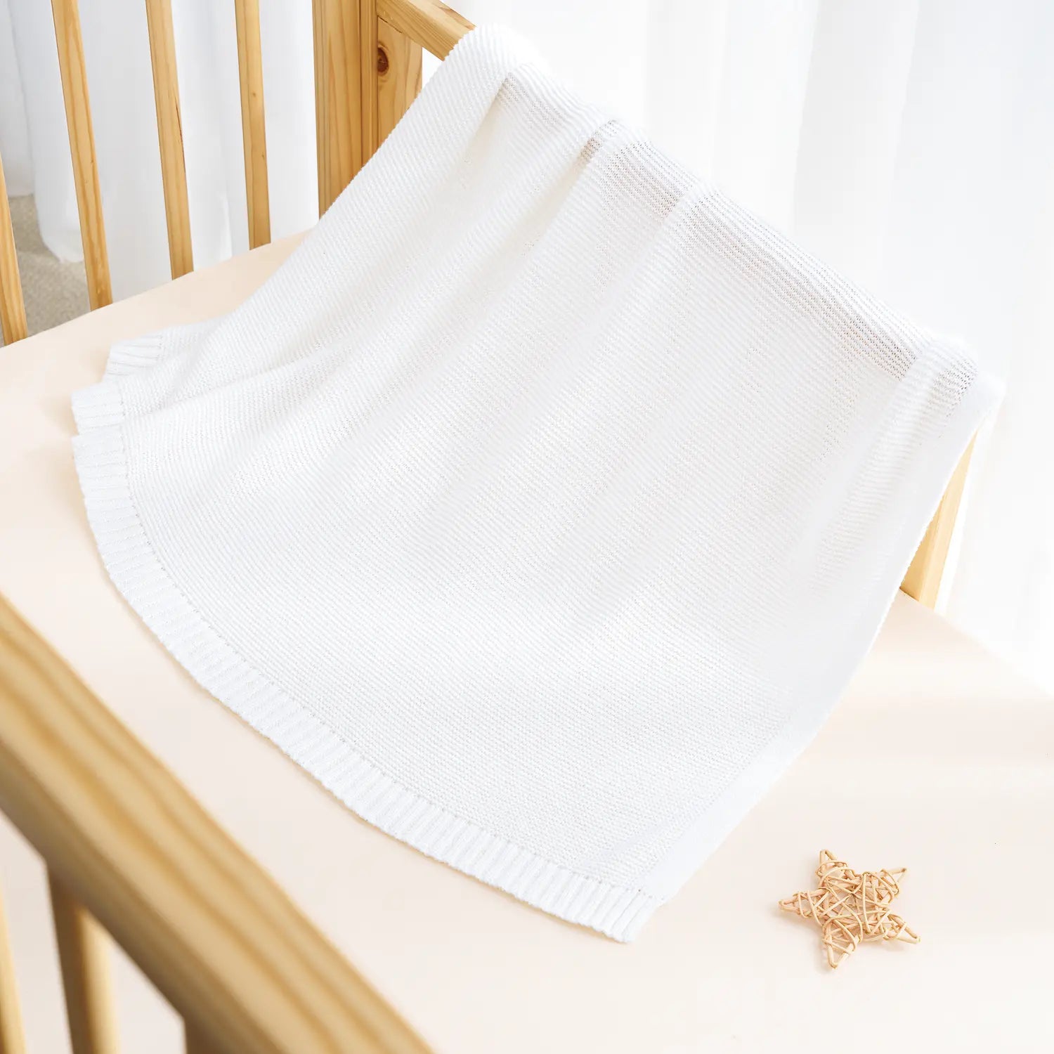Classic Knit Cotton Baby Blanket in White - Aaria Tees Aaria Tees