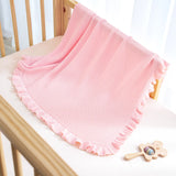 Ruffled Edge Knit Baby Blanket in Pink - Aaria Tees Aaria Tees