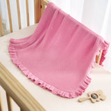 Ruffled Edge Knit Baby Blanket in Rose Pink - Aaria Tees Aaria Tees
