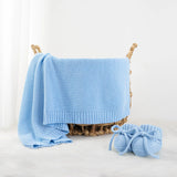 Classic Knit Cotton Baby Blanket in Baby Blue - Aaria Tees Aaria Tees