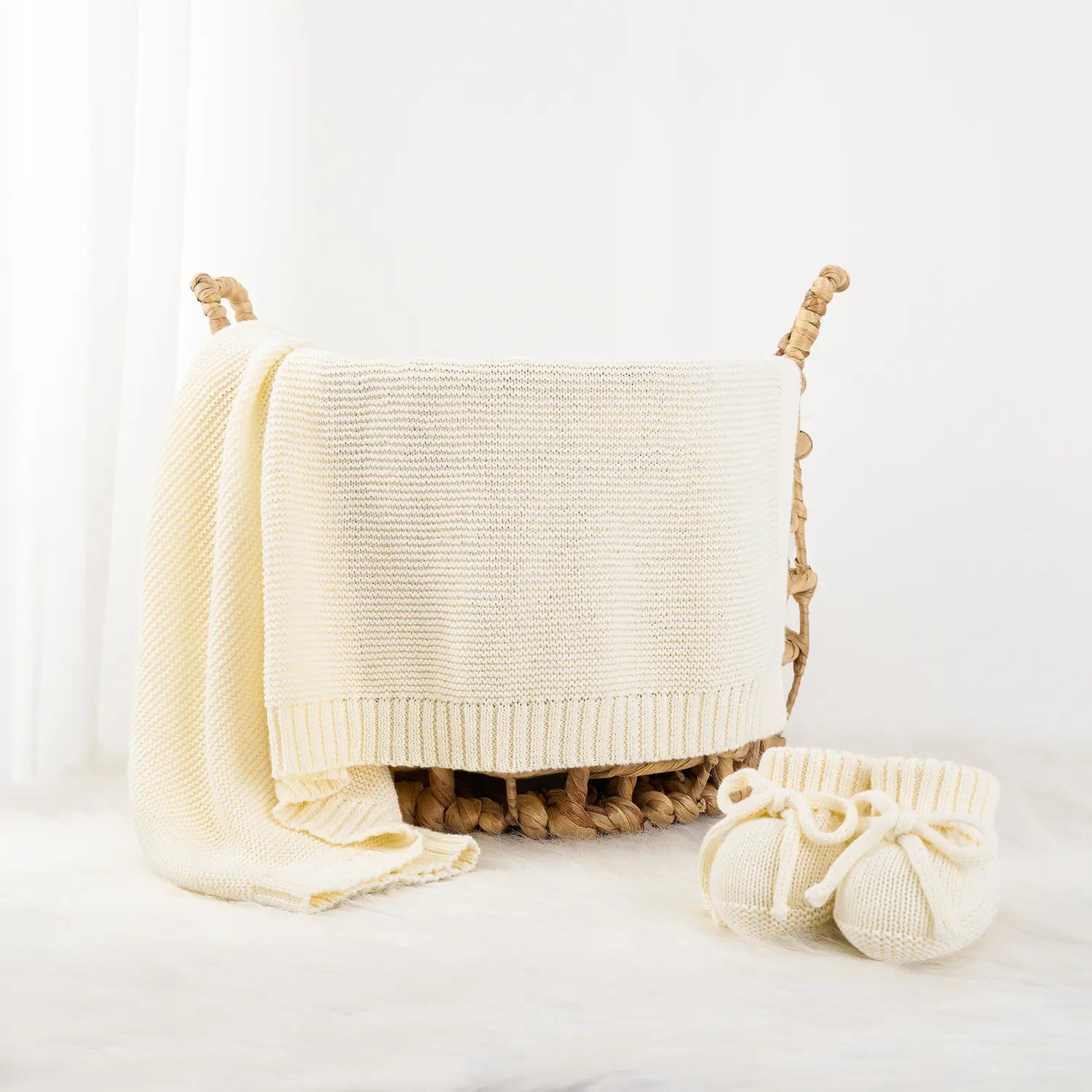 Classic Knit Cotton Baby Blanket in Cream - Aaria Tees Aaria Tees