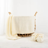 Classic Knit Cotton Baby Blanket in Cream - Aaria Tees Aaria Tees