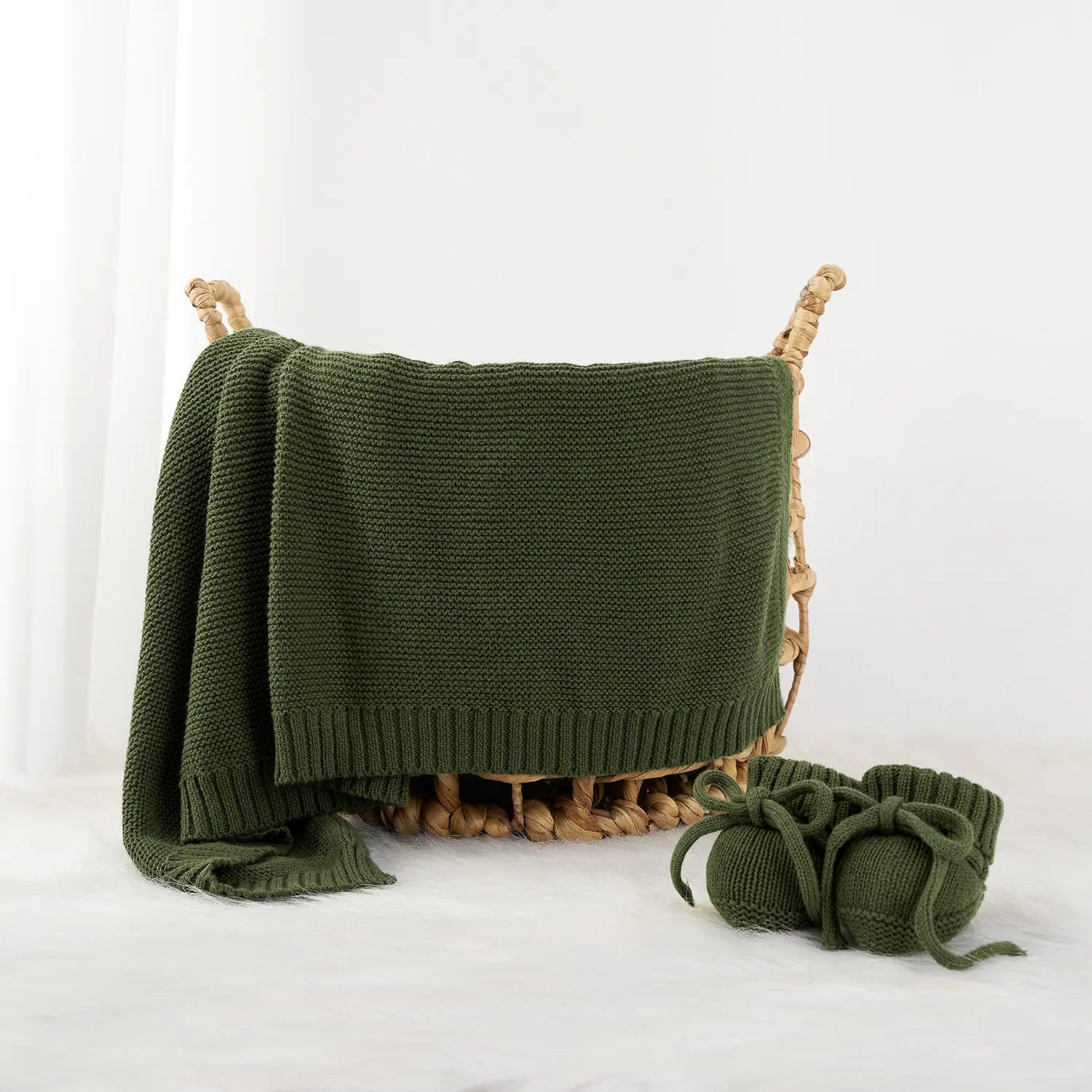 Classic Knit Cotton Baby Blanket in Forest Green - Aaria Tees Aaria Tees