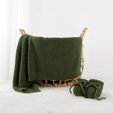 Classic Knit Cotton Baby Blanket in Forest Green - Aaria Tees Aaria Tees