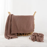 Classic Knit Cotton Baby Blanket in Mocha - Aaria Tees Aaria Tees