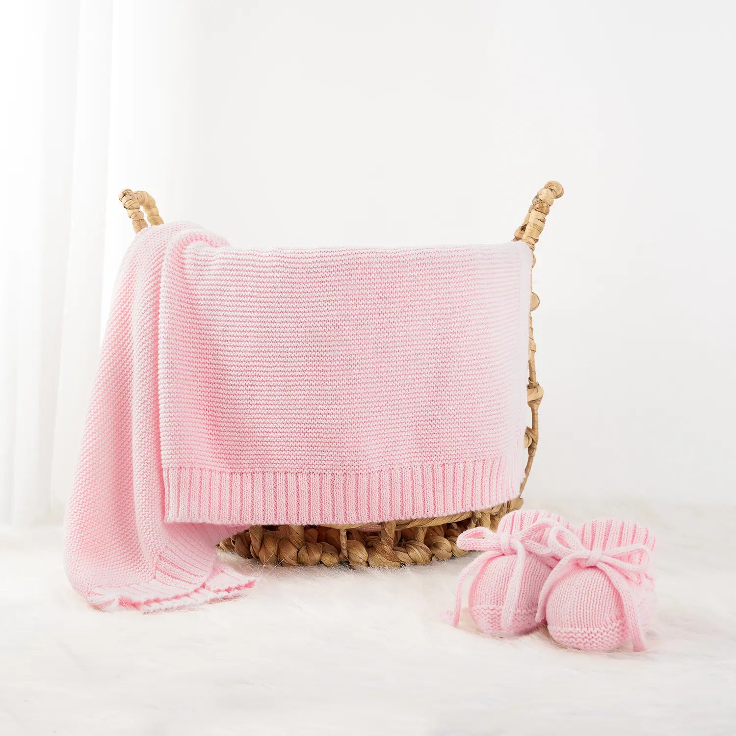 Classic Knit Cotton Baby Blanket in Pink - Aaria Tees Aaria Tees