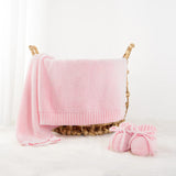 Classic Knit Cotton Baby Blanket in Pink - Aaria Tees Aaria Tees