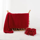 Classic Knit Cotton Baby Blanket in Red Xmas - Aaria Tees Aaria Tees