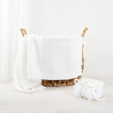 Classic Knit Cotton Baby Blanket in White - Aaria Tees Aaria Tees