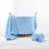 Ruffled Edge Knit Baby Blanket in Baby Blue - Aaria Tees Aaria Tees