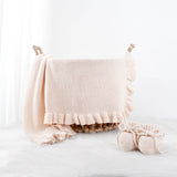Ruffled Edge Knit Baby Blanket in Beige - Aaria Tees Aaria Tees