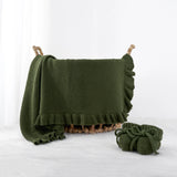 Ruffled Edge Knit Baby Blanket in Forest Green - Aaria Tees Aaria Tees