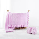 Ruffled Edge Knit Baby Blanket in Lilac - Aaria Tees Aaria Tees