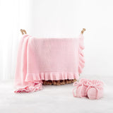 Ruffled Edge Knit Baby Blanket in Pink - Aaria Tees Aaria Tees